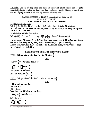 Tài liệu tóm tắt ôn tập Đại số 7 - Chương 4