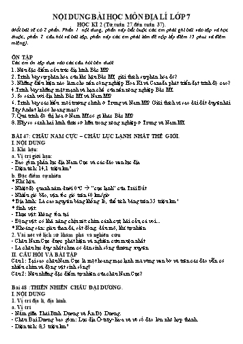 Tài liệu tự học học kì II môn Địa lí Lớp 7