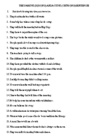The passive (bị động) and active (chủ động) sentences