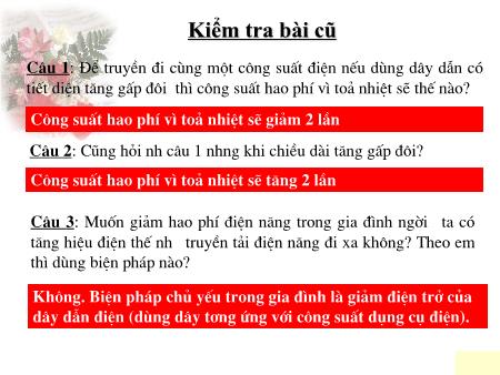 Bài giảng Vật lí Lớp 9 - Tiết 41: Máy biến thế