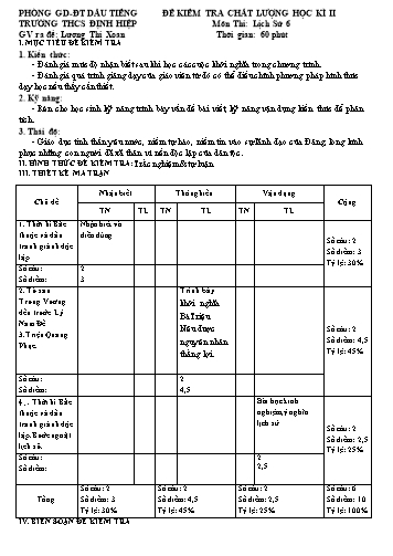 Đề kiểm tra học kì II môn Lịch sử Lớp 6 - Trường THCS Định Hiệp - Năm học 2012-2013 (Có đáp án)