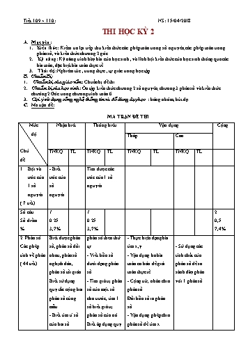 Đề kiểm tra học kì II môn Toán Lớp 6 - Trường THCS Nguyễn Huệ - Năm học 2017-2018 (Có đáp án)