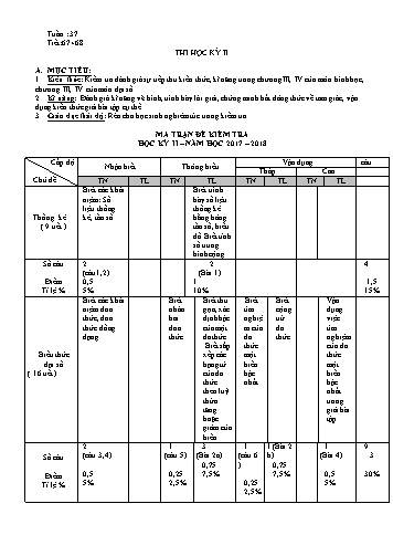 Đề kiểm tra học kì II môn Toán Lớp 7 - Trường THCS Nguyễn Huệ - Năm học 2017-2018 (Có đáp án)