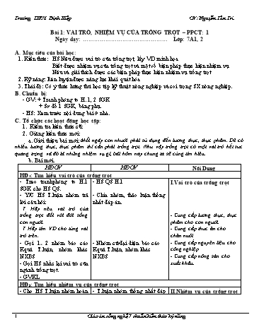 Giáo án Công nghệ Lớp 7 - Tuần 1 - Nguyễn Tấn Trí