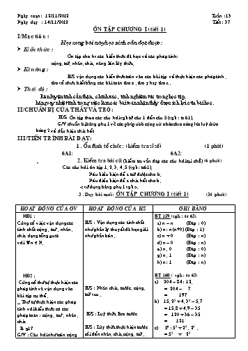 Giáo án Đại số Lớp 6 - Tuần 13 Giáo án Đại số Lớp 6 - Tuần 13