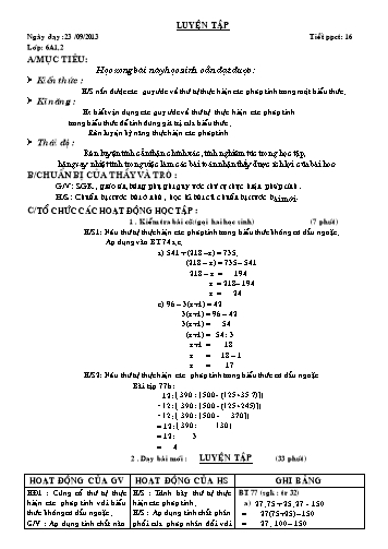 Giáo án Đại số Lớp 6 - Tuần 6