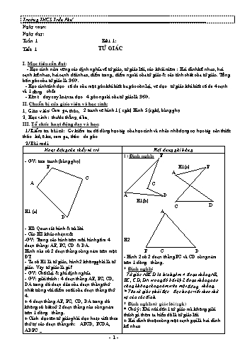Giáo án Hình học Lớp 8 - Tiết 1-8 - Trường THCS Trần Phú