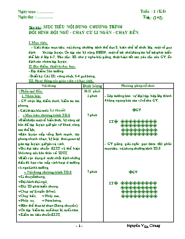 Giáo án học kì I môn Thể dục Lớp 8 - Nguyễn Văn Chung - Năm học 2006-2007