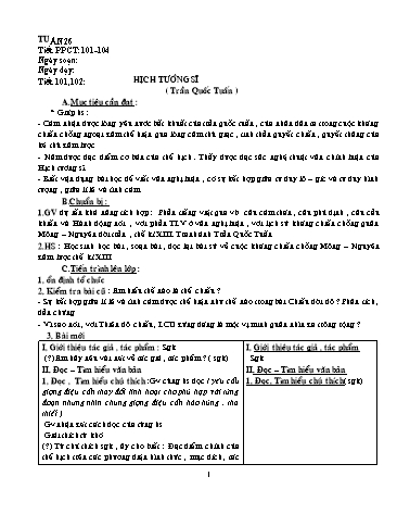 Giáo án Ngữ văn Lớp 8 - Tuần 26 Giáo án Ngữ văn Lớp 8 - Tuần 26