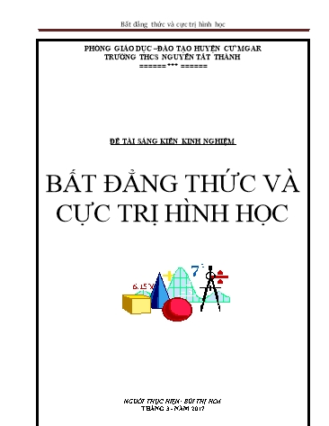 Sáng kiến kinh nghiệm Bất đẳng thức và cực trị hình học